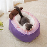 Maxbell Plush Cave Pet Bed Cat Kitten Cozy Nest Dog Tent Washable Nonslip Warm House 55x35x25cm