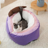 Maxbell Plush Cave Pet Bed Cat Kitten Cozy Nest Dog Tent Washable Nonslip Warm House 55x35x25cm