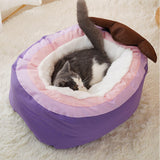 Maxbell Plush Cave Pet Bed Cat Kitten Cozy Nest Dog Tent Washable Nonslip Warm House 65x43x25cm