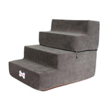 Maxbell Dog Steps Stair Dog Ramp Ladder Removable Cover Wide for Indoor Cats Couch Dark Grey