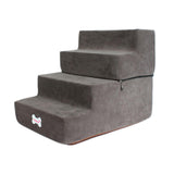 Maxbell Dog Steps Stair Dog Ramp Ladder Removable Cover Wide for Indoor Cats Couch Dark Grey