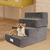 Maxbell Dog Steps Stair Dog Ramp Ladder Removable Cover Wide for Indoor Cats Couch Dark Grey