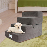 Maxbell Dog Steps Stair Dog Ramp Ladder Removable Cover Wide for Indoor Cats Couch Dark Grey