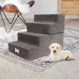 Maxbell Dog Steps Stair Dog Ramp Ladder Removable Cover Wide for Indoor Cats Couch Dark Grey