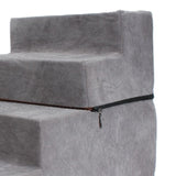 Maxbell Dog Steps Stair Dog Ramp Ladder Removable Cover Wide for Indoor Cats Couch Light Grey