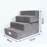 Maxbell Dog Steps Stair Dog Ramp Ladder Removable Cover Wide for Indoor Cats Couch Light Grey