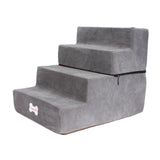 Maxbell Dog Steps Stair Dog Ramp Ladder Removable Cover Wide for Indoor Cats Couch Light Grey