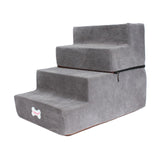 Maxbell Dog Steps Stair Dog Ramp Ladder Removable Cover Wide for Indoor Cats Couch Light Grey