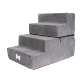 Maxbell Dog Steps Stair Dog Ramp Ladder Removable Cover Wide for Indoor Cats Couch Light Grey