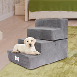 Maxbell Dog Steps Stair Dog Ramp Ladder Removable Cover Wide for Indoor Cats Couch Light Grey
