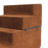 Maxbell Dog Steps Stair Dog Ramp Ladder Removable Cover Wide for Indoor Cats Couch Brown