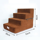 Maxbell Dog Steps Stair Dog Ramp Ladder Removable Cover Wide for Indoor Cats Couch Brown