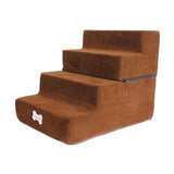 Maxbell Dog Steps Stair Dog Ramp Ladder Removable Cover Wide for Indoor Cats Couch Brown