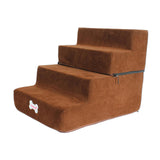 Maxbell Dog Steps Stair Dog Ramp Ladder Removable Cover Wide for Indoor Cats Couch Brown