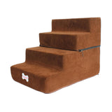 Maxbell Dog Steps Stair Dog Ramp Ladder Removable Cover Wide for Indoor Cats Couch Brown