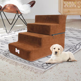 Maxbell Dog Steps Stair Dog Ramp Ladder Removable Cover Wide for Indoor Cats Couch Brown