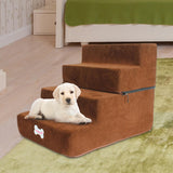 Maxbell Dog Steps Stair Dog Ramp Ladder Removable Cover Wide for Indoor Cats Couch Brown
