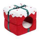 Maxbell Xmas Box Shaped Cave House Semienclosed Warm Nest Dog Bed Tent Cat Beds