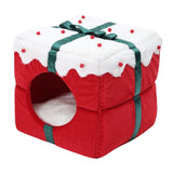 Maxbell Xmas Box Shaped Cave House Semienclosed Warm Nest Dog Bed Tent Cat Beds