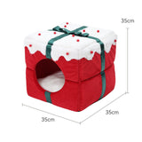 Maxbell Xmas Box Shaped Cave House Semienclosed Warm Nest Dog Bed Tent Cat Beds