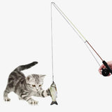 Maxbell Cat Teaser Wand Toy Adjustable Training Interactive Retractable Fishing Pole Grass Carp