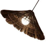 Maxbell Hand Woven Pendant Lamp Farmhouse Hanging Light Fixtures for Loft Decor Brown
