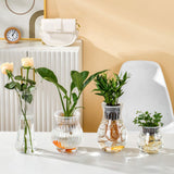 Maxbell Clear Flower Vase Container Ornament for Flower Arrangement Home Wedding 9.5cmx9cmx13cm