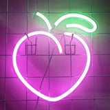 Maxbell LED Peach Sign Lighting Fixture Window Game Room Outdoor Cafe Neon Lights