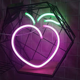 Maxbell LED Peach Sign Lighting Fixture Window Game Room Outdoor Cafe Neon Lights