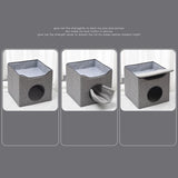 Maxbell Cat Bed Nest Dog House Double Layer Cave Foldable Winter Pet Supplies Kennel Gray