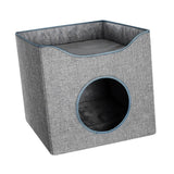 Maxbell Cat Bed Nest Dog House Double Layer Cave Foldable Winter Pet Supplies Kennel Blue