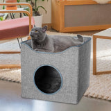 Maxbell Cat Bed Nest Dog House Double Layer Cave Foldable Winter Pet Supplies Kennel Blue