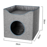 Maxbell Cat Bed Nest Dog House Double Layer Cave Foldable Winter Pet Supplies Kennel Blue