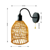 Maxbell Wall Sconce Rattan Fixture Ornament for Hotel Corridor Not Included Bulb