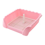 Maxbell Pet Cat Training Toilet Tray Detachable Lattice Dogs Toilet for Indoor Pink Medium