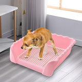 Maxbell Pet Cat Training Toilet Tray Detachable Lattice Dogs Toilet for Indoor Pink Medium