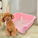 Maxbell Pet Cat Training Toilet Tray Detachable Lattice Dogs Toilet for Indoor Pink Medium