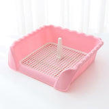 Maxbell Pet Cat Training Toilet Tray Detachable Lattice Dogs Toilet for Indoor Pink Medium