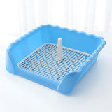 Maxbell Pet Cat Training Toilet Tray Detachable Lattice Dogs Toilet for Indoor Blue Small