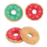 Maxbell Cute Dog Squeaky Toy Squeaky Play Stuffed Animal for Christmas Camping Red Donut