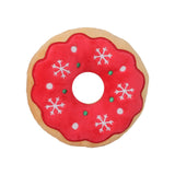 Maxbell Cute Dog Squeaky Toy Squeaky Play Stuffed Animal for Christmas Camping Red Donut