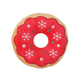 Maxbell Cute Dog Squeaky Toy Squeaky Play Stuffed Animal for Christmas Camping Red Donut