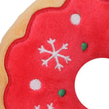 Maxbell Cute Dog Squeaky Toy Squeaky Play Stuffed Animal for Christmas Camping Red Donut
