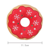 Maxbell Cute Dog Squeaky Toy Squeaky Play Stuffed Animal for Christmas Camping Red Donut