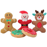 Maxbell Cute Dog Squeaky Toy Squeaky Play Stuffed Animal for Christmas Camping Red Donut