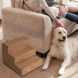 Maxbell Soft Dog Stairs Ladder Indoor Puppy Small Cat High Bed Velvet Brown