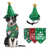 Maxbell Maxbell Set of Pet Dogs Bandana with Hat Christmas Bibs Pet Christmas Costumes Set A