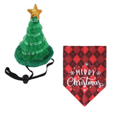 Maxbell Maxbell Set of Pet Dogs Bandana with Hat Christmas Bibs Pet Christmas Costumes Set A