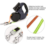 Maxbell Double Retractable Dog Leash with Garbage Bag Box for Small Medium Dogs Gray