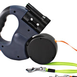 Maxbell Double Retractable Dog Leash with Garbage Bag Box for Small Medium Dogs Gray
